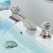Widespread Bathroom Basin Sink Faucet Brushed Nickel 3Holes 2Handle Vanity Mixer - view 2