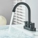 Black 4in Centerset Bathroom Sink Faucet 3 Hole Vanity Mixer 2 Handle With Drain - view 7