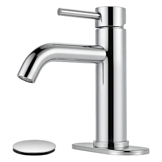 Chrome Bathroom Sink Faucet Single Handle 1 Or 3 Hole Vanity Mixer With Drain