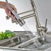 Kitchen Sink Faucet Stainless Steel Single Handle Pull Down Sprayer Swivel Mixer - view 11