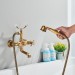 Antique Brass Clawfoot Tub Faucet Wall Mount Bathtub Filler Mixer W/Hand Shower - view 3