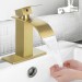 Brushed Gold Single Handle Bathroom Sink Faucet Waterfall Vanity Mixer W/Drain - view 3
