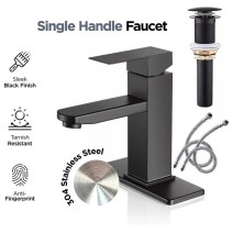 Matte Black Waterfall Bathroom Sink Faucet Basin Mixer Tap Single Handle W/Drain