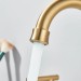 Brushed Gold Widespread Bathroom Faucet 3Hole Sink Vanity Mixer Taps With Drain - view 7