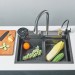 24 In Flying Rain Stainless Steel Waterfall Kitchen Sink With Faucet Single Bowl - view 3