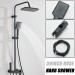 Black Bathroom Rainfall Shower Faucet Set Exposed Shower System With Mixer Valve - view 5