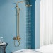 Brass Exposed Shower Faucet System Wall Mount 8in Rain Shower Head Tub Spout Kit - view 3