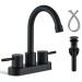 Black 4in Centerset Bathroom Sink Faucet 3 Hole Vanity Mixer 2 Handle With Drain - view 2