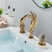 Gold Swan Bathroom Sink Faucet 3 Hole 8"Widespread Waterfall Vanity Basin Mixer - view 5