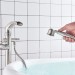 Brushed Nickel Bathtub Faucet Freestanding Floor Mount Waterfall Tub Filler Taps - view 6