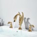 Gold Swan Bathroom Faucet 3 Holes Sink Vanity Faucet Dual Handle Mixer Taps - view 5