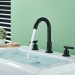 Black 8in Widespread Bathroom Sink Faucet 3 Holes Vanity Mixer Faucet With Drain - view 5