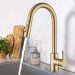 Brushed Gold Kitchen Faucet Sink Mixer Faucet Pull Down Sprayer Single Handle - view 2