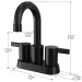 Black 4in Centerset Bathroom Sink Faucet 3Hole 2 Handle Vanity Mixer With Drain - view 9