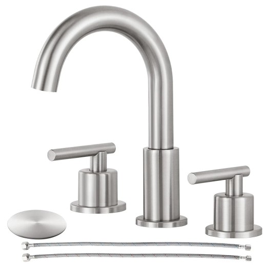 Brushed Nickel 8 In Widespread Bathroom Sink Faucet 3 Hole Vanity Mixer 2 Handle