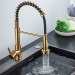 Brushed Gold Kitchen Faucet 1 Hole Pull Down Sprayer Commercial Mixer Sink Tap - view 9