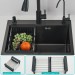 21.7 In Black Kitchen Sink Stainless Steel Single Bowl Sink With Pulldown Faucet - view 11