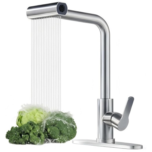 Brushed Nickel Kitchen Faucets With Pull Down Sprayer Single Handle Sink Faucet