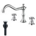 Chrome Bathroom Sink Faucet 2Handle 3 Hole Widespread Basin Mixer Faucet W/Drain - view 2