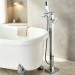 Chrome Freestanding Tub Faucet With Handheld Shower Floor Mount Bathtub Faucet - view 2