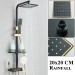 Black&Gold Shower Faucet Set 8in Rainfall Shower Head Exposed Shower System Kit - view 4