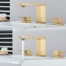 Brushed Gold Bathroom Sink Faucet 3 Holes Widespread Vanity Mixer Faucet W/Drain - view 5