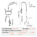 44" Commercial Pre Rinse Faucet Deck Mount Kitchen Sink Faucet W/ Sprayer - view 8