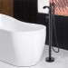 Matte Black Bathtub Faucet Freestanding Tub Filler With Hand Shower Floor Mount - view 3