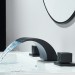 Black Waterfall Bathroom Sink Faucet LED 8 Inch Widespread 3 Hole Vanity Faucet - view 8
