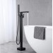Matte Black Freestanding Floor Mount Tub Filler Bathtub Faucet With Hand Shower - view 2