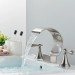 Brushed Nickel Bathroom Sink Faucet 3 Hole 2 Handle Waterfall Basin Vanity Mixer - view 5