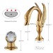 Gold Swan Bathroom Sink Faucet 3 Hole 8"Widespread Waterfall Vanity Basin Mixer - view 10