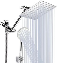 Chrome 10 Inch Rain Shower Head With Handheld Spray High Pressure Adjustable Arm