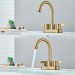 Bathroom Sink Faucet 3 Hole Brushed Gold 4inch Centerset Vanity Mixer With Drain - view 5