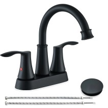 Matte Black Bathroom Sink Faucet 2 Handle 4 Inch Centerset Vanity Mixer Faucet