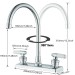 Chrome High Arc Kitchen Faucet 8 Inch Centerset 3 Hole 2 Handle Sink Mixer Taps - view 9