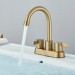 Bathroom Sink Faucet 3 Hole Brushed Gold 4inch Centerset Vanity Mixer With Drain - view 3