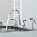 Brushed Nickel Kitchen Faucet 2Handle 4 Hole Sink Mixer Faucet With Side Sprayer - view 9