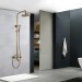 Antique Brass Outdoor Shower Faucet System Exposed 8"Rainfall Shower Fixture Set - view 3