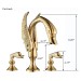 Gold Swan Bathroom Faucet 3 Holes Sink Vanity Faucet Dual Handle Mixer Taps - view 7