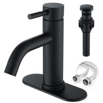 Black Bathroom Sink Faucet 1 Or 3 Hole Single Handle Vanity Faucet With Drain