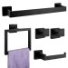 5 Pcs Black Bathroom Hardware Set Stainless Steel Towel Bar Towel Racks Hooks - view 2
