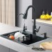 21.7 In Black Kitchen Sink Stainless Steel Single Bowl Sink With Pulldown Faucet - view 3