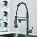 Black LED Kitchen Faucet Single Handle Swivel Sink Faucet With Pull Down Spray - view 4