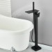 Matte Black Freestanding Tub Faucet With Handheld Sprayer Floor Mount Tub Filler - view 6