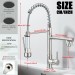 Commercial LED Kitchen Faucet Pull Down Sprayer Single Handle Stainless Steel - view 13