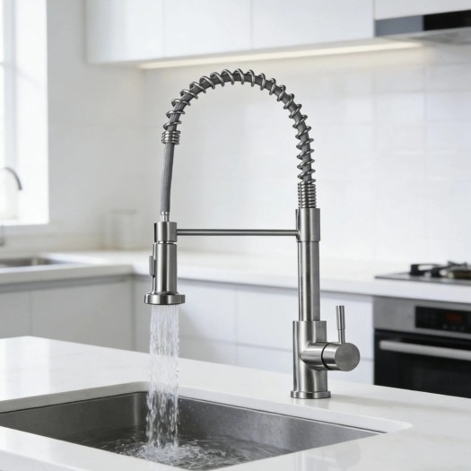 Nickel Kitchen Sink Faucet/Panel Pull Down Sprayer Swivel Mixer Stainless Steel