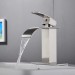 BWE Waterfall Spout Brushed Nickel Single Handle Bathroom Sink Faucet Deck Mount - view 3
