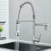 Brushed Nickel Kitchen Sink Faucet Pull Down Sprayer Swivel Single Handle Mixer - view 4