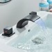 Matte Black LED Bathroom Sink Faucet 3 Hole Widespread 2 Handle Vanity Mixer Tap - view 2